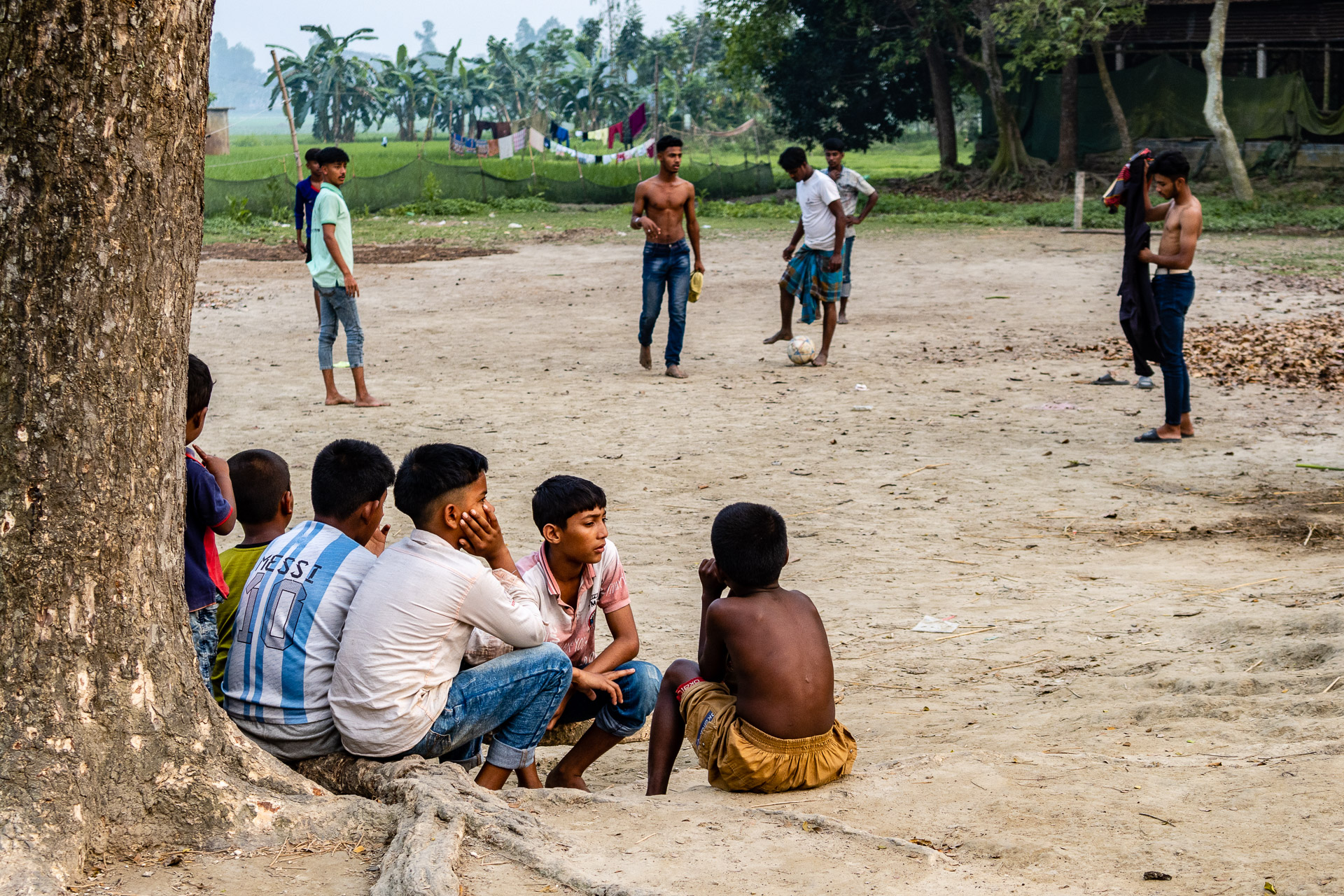 Children playing football in Bangladesh